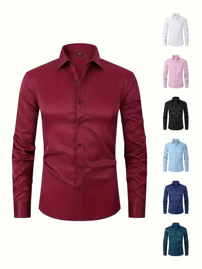 Men's Solid Color Design Business Casual Shirt