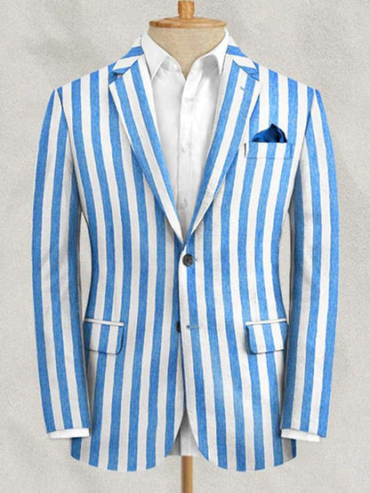 Men's Retro Single Breasted Striped Gentleman Business Suit Jacket