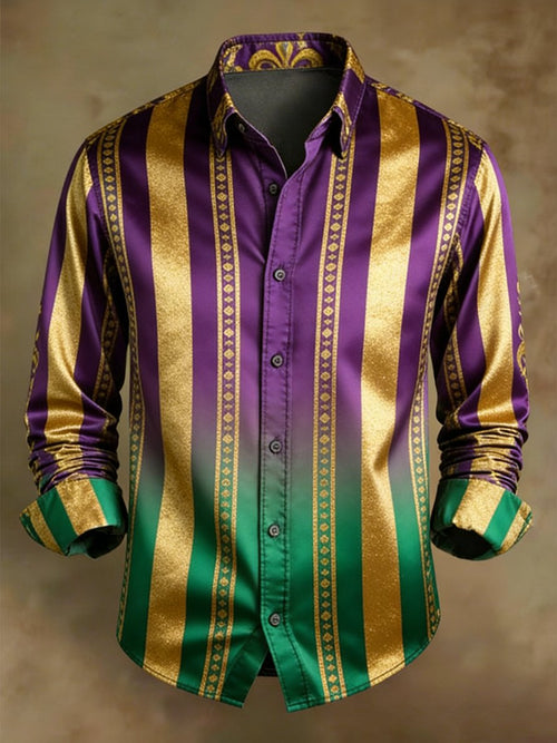 Men's Retro Casual Carnival Pattern Long-Sleeved Shirt