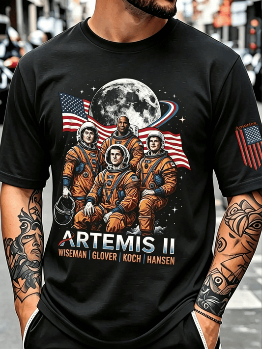 Men's Artemis II Moon Mission Themed Trendy T-Shirt for Space Enthusiasts
