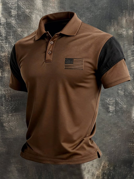 Men's Retro Color-Block "Patriot" Polo T-Shirt