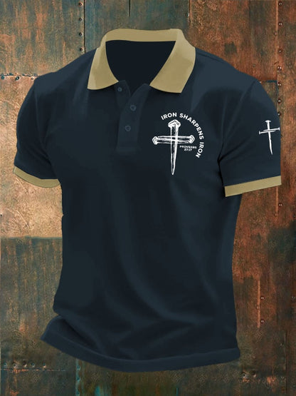 Men's Iron Sharpens Iron Print Polo Shirt