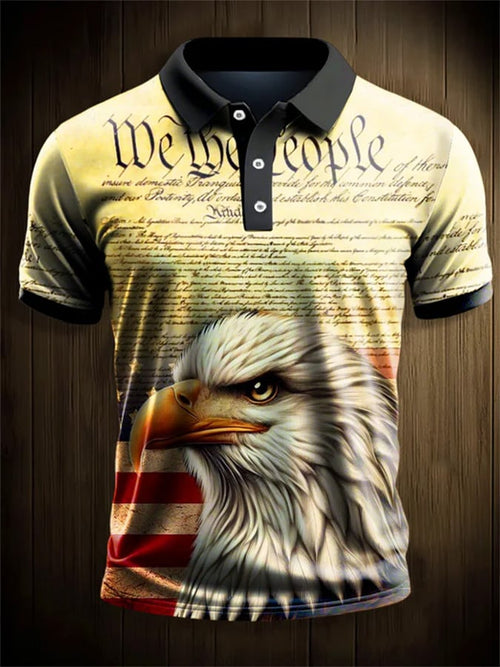 Men's American Eagle We The People Declaration of Independence Short Sleeve Polo Shirt
