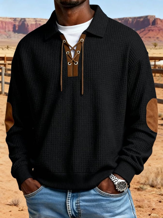 Men's Retro Outdoor Waffle-Knit Sweatshirt