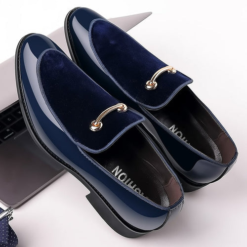 Men's Business Formal Casual Suede Patchwork Loafer Faux Leather Patant Shoes