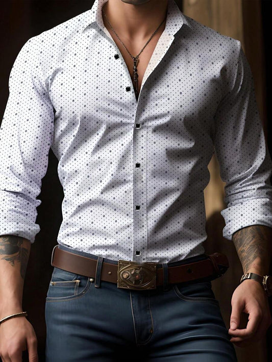 Men's Street Style Business Casual Printed Long Sleeve Shirt