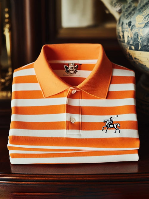 Men's Classic Business Logo Button Short Sleeve Polo Shirt