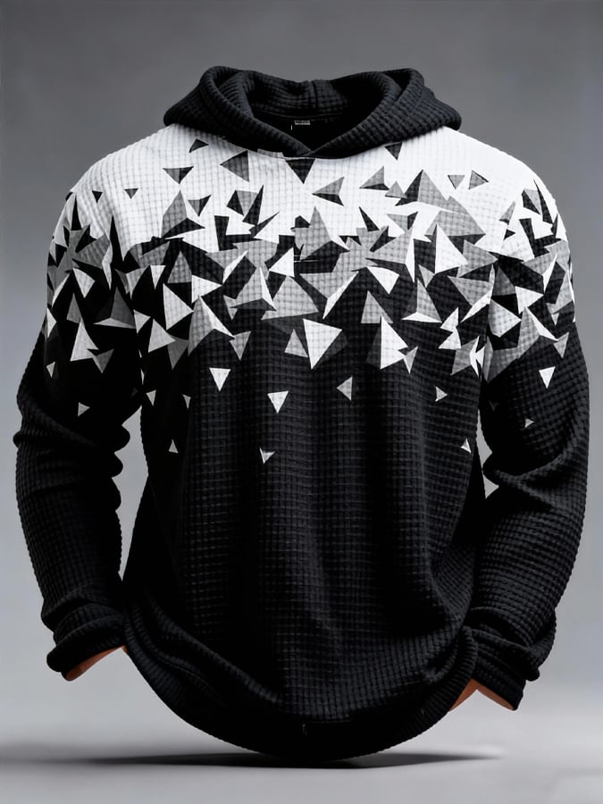 Men's Retro Color Block Print Zipper Sweatshirt