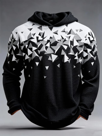 Men's Retro Color Block Print Zipper Sweatshirt
