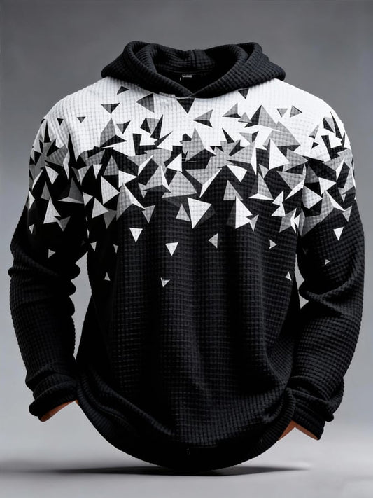 Men's Retro Color Block Print Zipper Sweatshirt