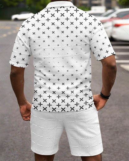 Men's Textured Summer Polo Shirt Set 262
