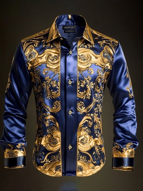 Men's Satin Luxe Long Sleeve Button Down Shirt