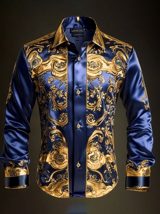 Men's Satin Luxe Long Sleeve Button Down Shirt