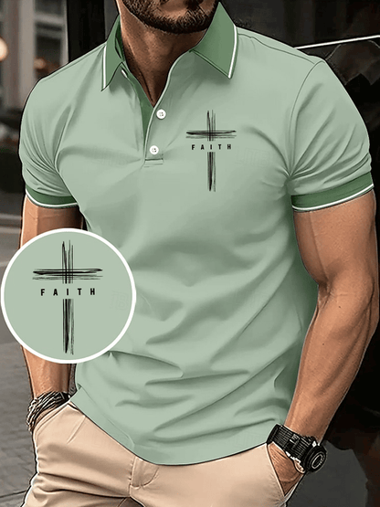 Men's Faith Printed Casual Polo Shirt