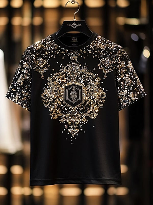 Men's Business Luxury Printed  Cotton Short Sleeve T-Shirt