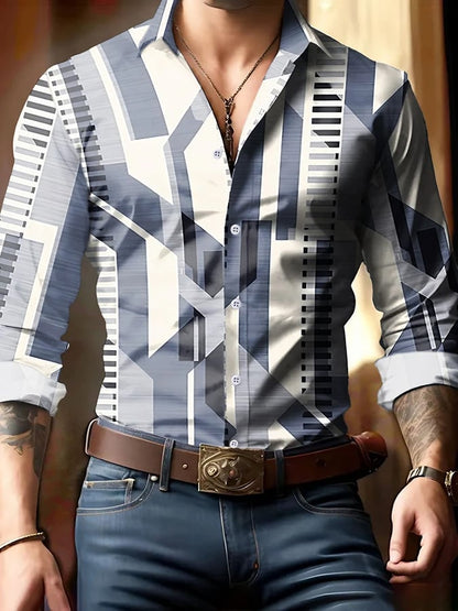 Men's Geometric Print Business Shirt
