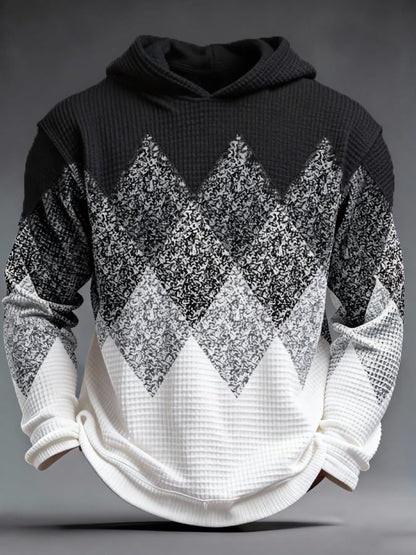 Men's Retro Color Block Print Zipper Sweatshirt