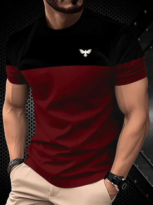 Men's Business Stripe Logo Print Short Sleeve T-Shirt