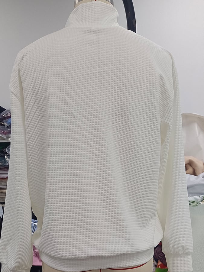 Men's Retro Letter Design Printed Zipper Collar Jacquard Knitted Sweatshirt