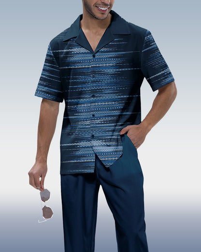 Rianmond Men's Ombre Print Short Sleeve Walking Suit 211