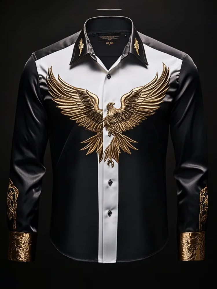 Men's Casual Abstract Printed Long Sleeve Shirt