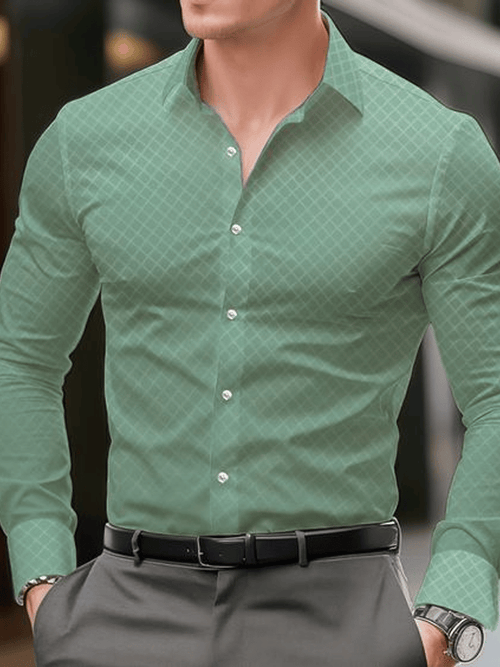 Men's Business Casual Striped Long Sleeve Shirt