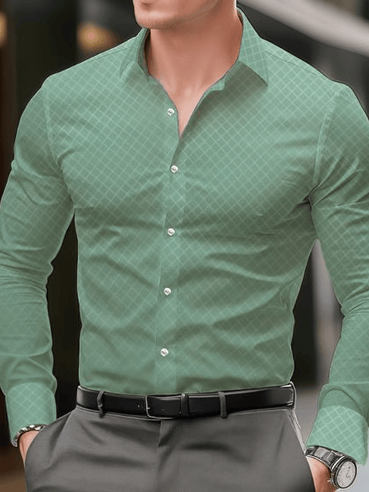 Men's Business Casual Striped Long Sleeve Shirt