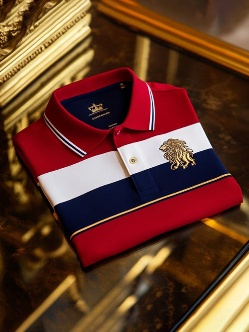 Men's Classic Business Check Button Short Sleeve Polo Shirt
