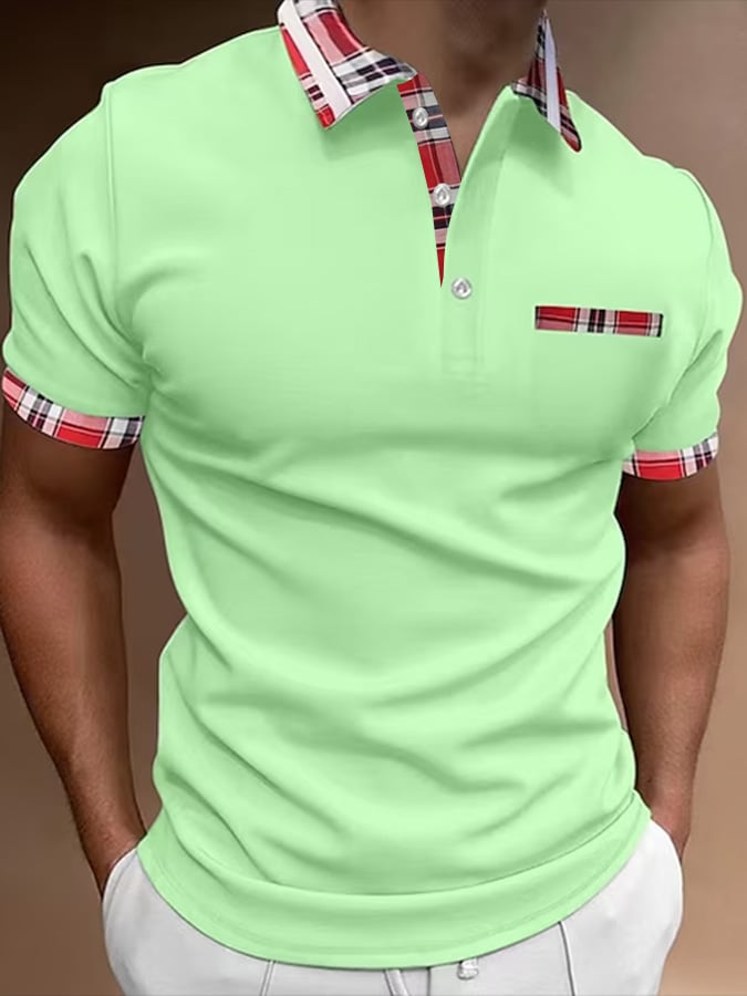 Short Sleeve Printed Pullover Polo Shirt