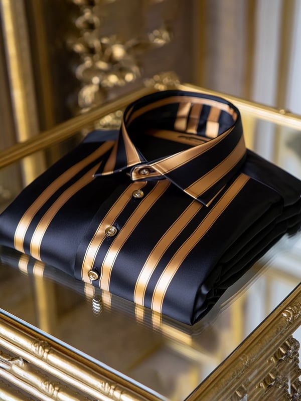 Men's Satin Luxe Print Short Sleeve Button Shirt