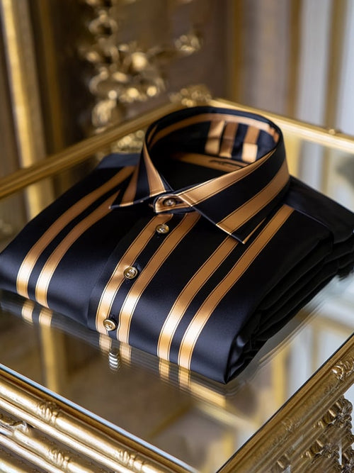 Men's Satin Luxe Print Short Sleeve Button Shirt