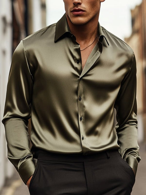 Men's Business Luxury Solid Color Long Sleeve Shirt