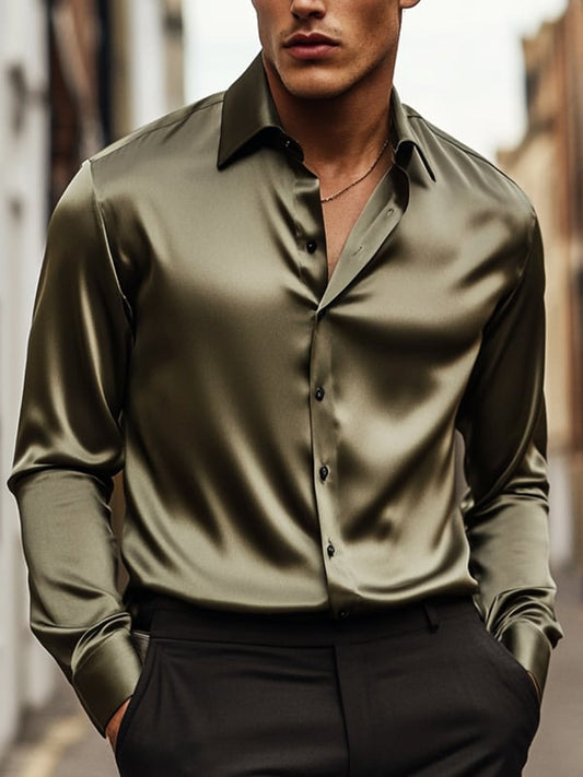Men's Business Luxury Solid Color Long Sleeve Shirt