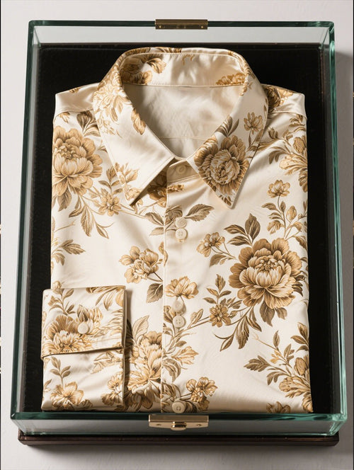 Men's Satin Luxe Long Sleeve Button Down Shirt