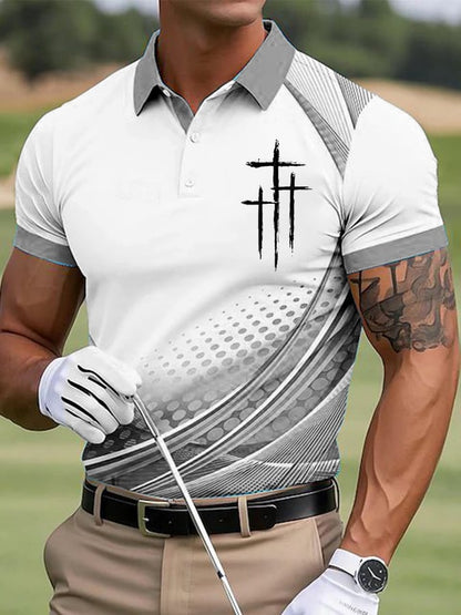 Men's Casual Contrast Color Faith Polo