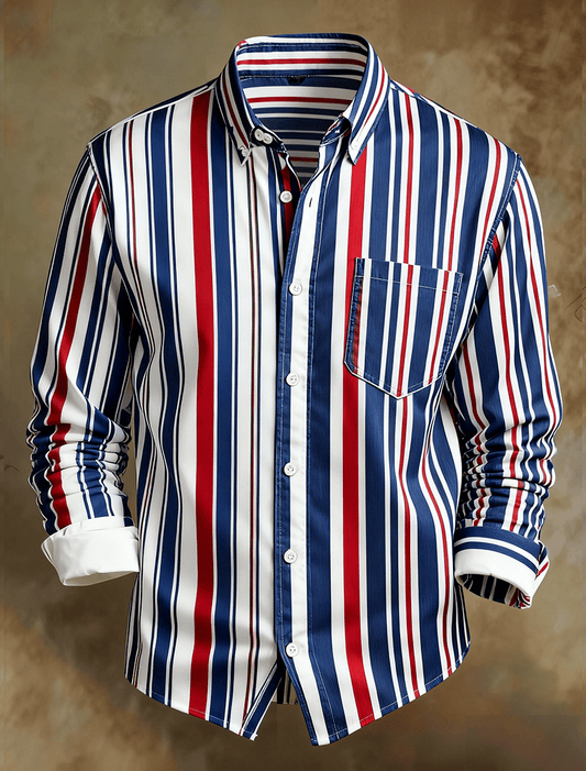 Men's Retro Abstract Art Print Comfortable Business Style Shirt