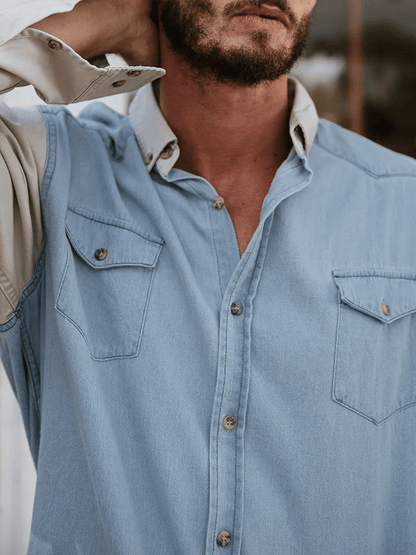 Men's Retro Western Ethnic Style Solid Color Shirt