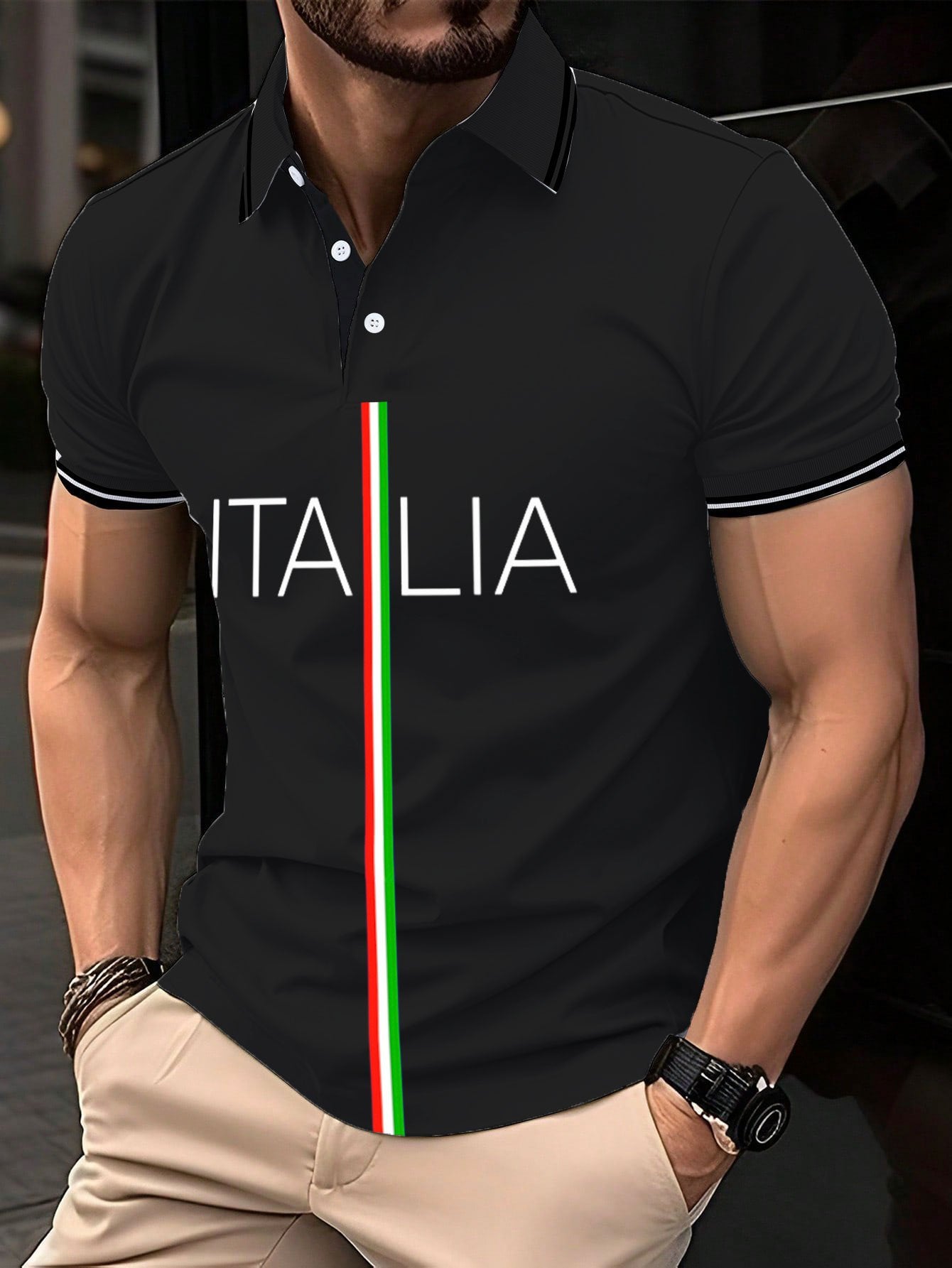 Men's "Italy" printed polo shirt