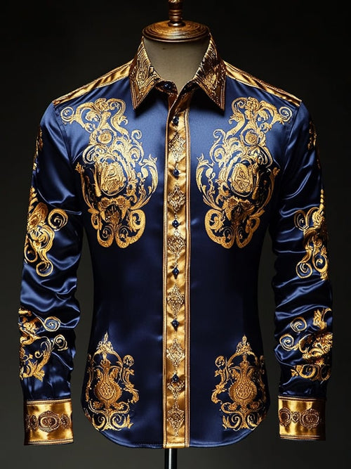 Men's Satin Luxe Long Sleeve Button Down Shirt