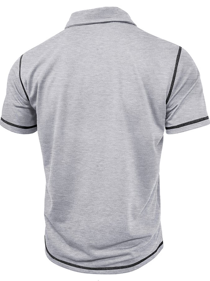 Men's Color Blocking Polo Collar Short Sleeved Polo Shirt