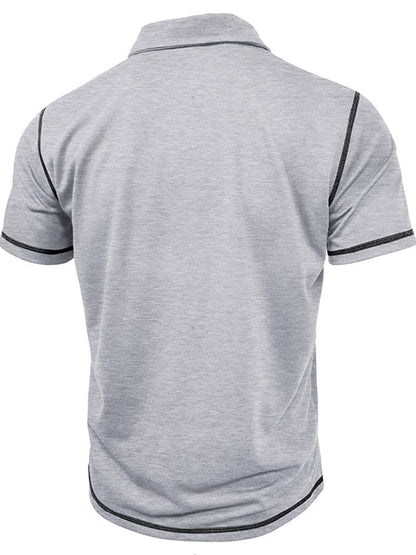 Men's Color Blocking Polo Collar Short Sleeved Polo Shirt