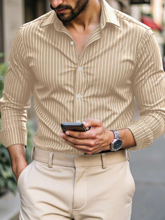 Men's Street Style Business Casual Printed Long Sleeve Shirt