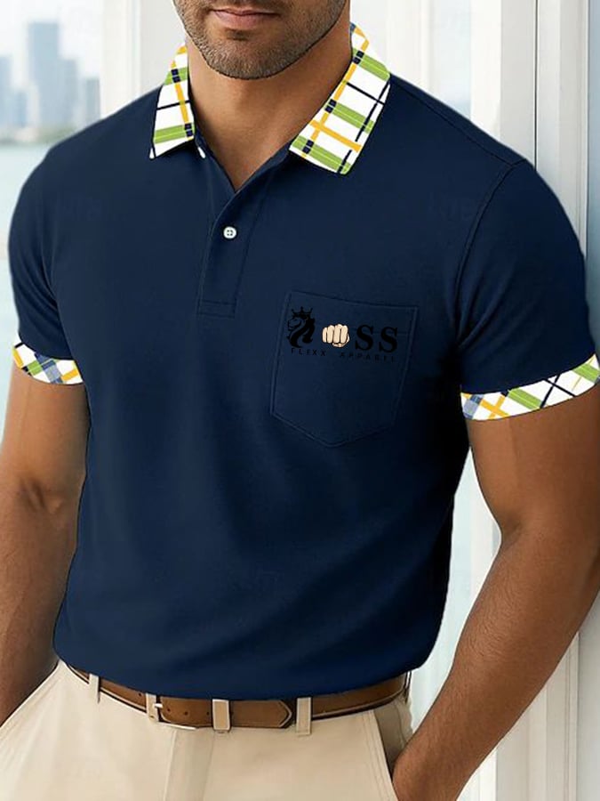 Men's Fashion Business Letter Printed Casual Polo Shirt