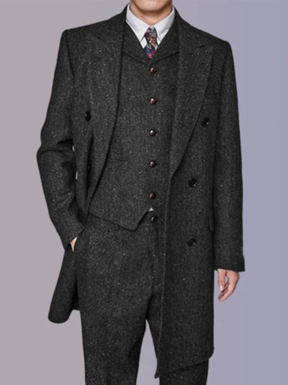 Men's Business Single-Breasted Solid Color Three-Piece Suit