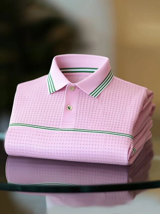 Men's Classic Business Logo Button Short Sleeve Polo Shirt