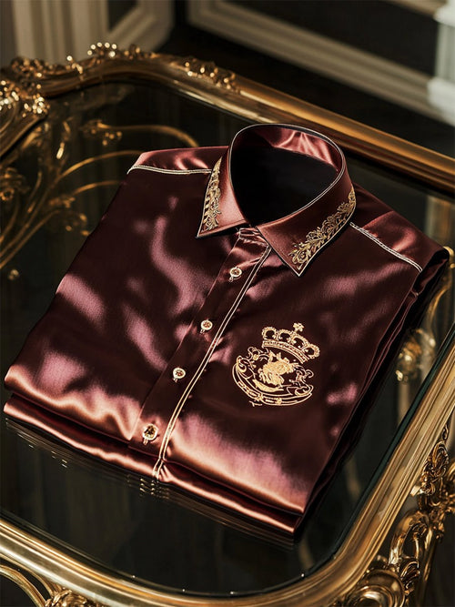 Men's Satin Luxe Long Sleeve Button Down Shirt