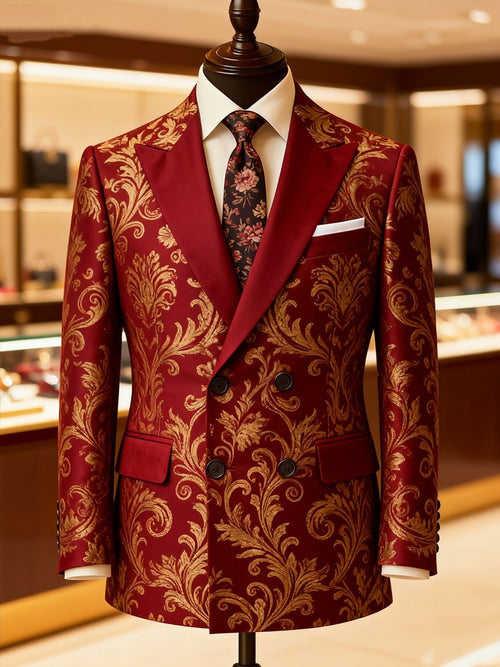 Men's luxury business suit jacket with print design