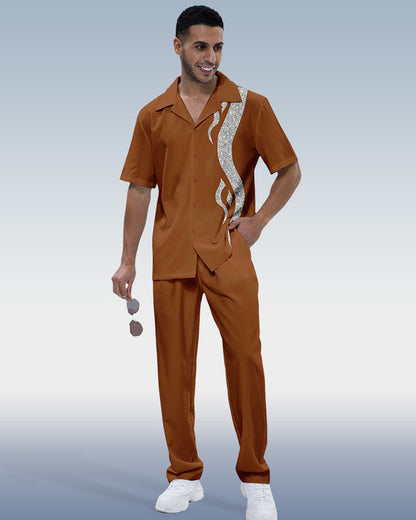 Rianmond Men's Art Print Short Sleeve Walking Suit188