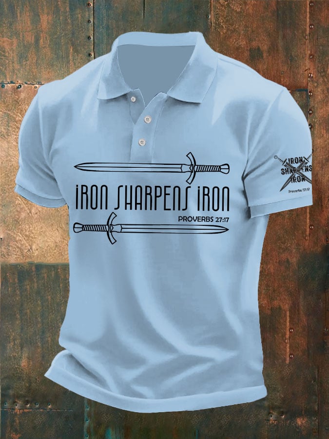 Men's Iron Sharpens Iron Print Polo Shirt