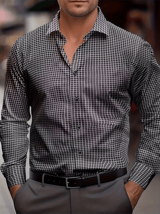 Men's Street Style Business Casual Printed Long Sleeve Shirt